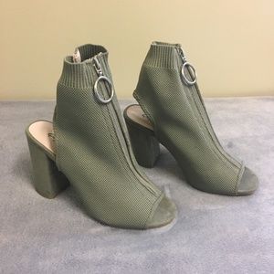 Army Green Peep Toe Heels